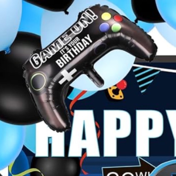 Video Game Black and Blue Balloons Birthday Party Decoration Supplies - Picture 1 of 6